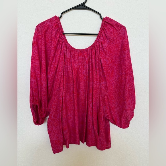 Natalie Martin Ella Blouse in Shangri La Raspberry, Medium Pink and Red - Picture 2 of 6